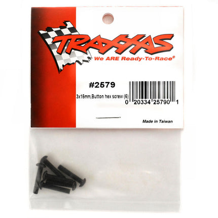 TRA2579, Traxxas 3x15mm Button Head Screws (6)