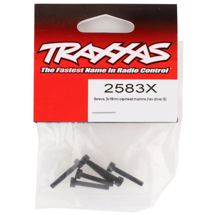 TRA2583X, Traxxas 3x18mm Cap Head Screws (6)