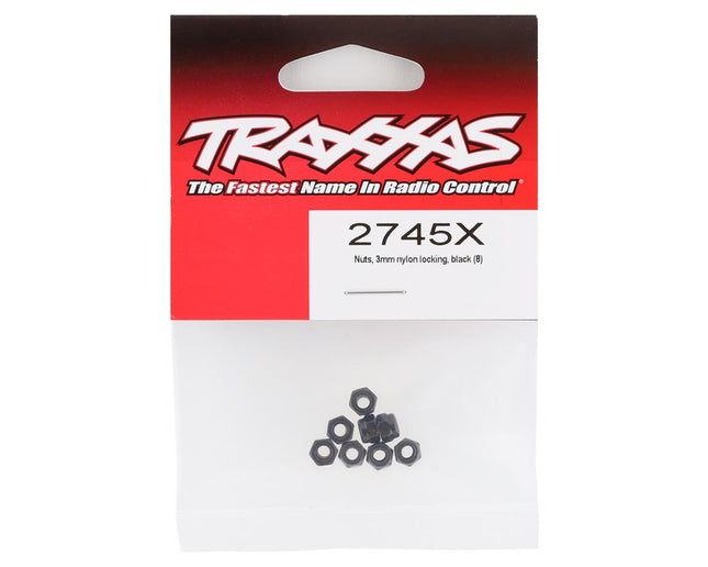 TRA2745X, Traxxas 3mm Nylon Locking Nuts (Black) (8)