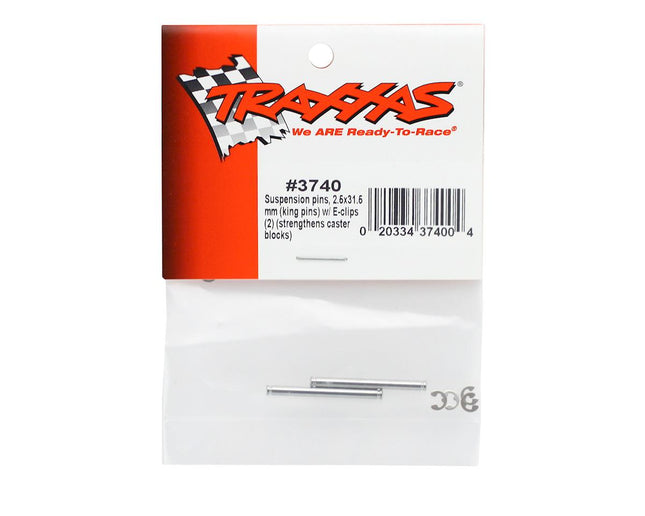 TRA3740, Traxxas Suspension King Pins w/ E-Clips (2)
