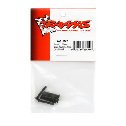 TRA4857, Traxxas 3x20mm Flat Head Hex Screw (6)