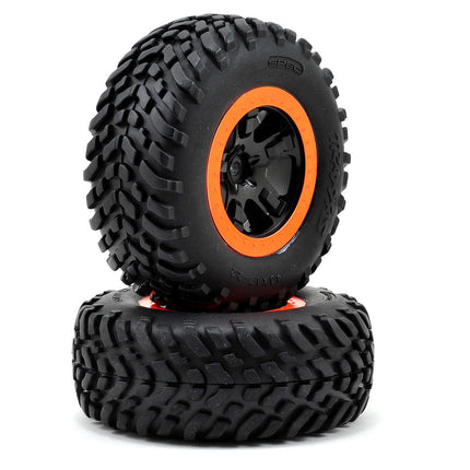 TRA5863, Traxxas Robby Gordon Tire & Wheel (2) (Rear) (Orange) (Standard)