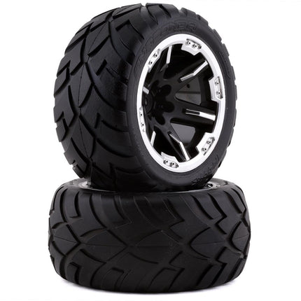 TRA6775X, Traxxas Anaconda 2.8" Pre-Mounted Tires w/RXT Wheels (2) (Black Chrome)