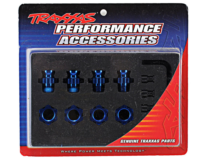 TRA6856X, Traxxas Aluminum 17mm Wheel Adapter Set (Blue) (4)