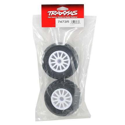 TRA7473R, Traxxas Rally Tire w/Rally Wheel (2) (White) (S1)