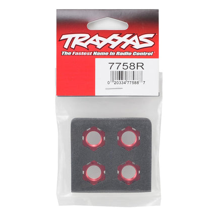 TRA7758R, Traxxas Sledge/X-Maxx/E-Revo VXL 17mm Splined Wheel Nut (Red) (4)