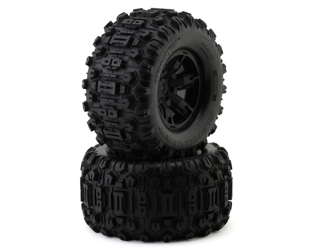 TRA7871, Traxxas X-Maxx Ultimate Black Wheels, Sledgehammer Belted Tires