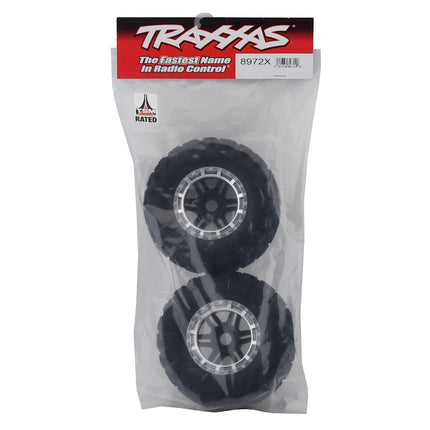 TRA8972X, Traxxas Maxx All-Terrain Pre-Mounted Tires (Black/Chrome) (2)