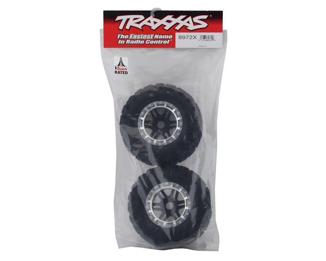 TRA8972X, Traxxas Maxx All-Terrain Pre-Mounted Tires (Black/Chrome) (2)