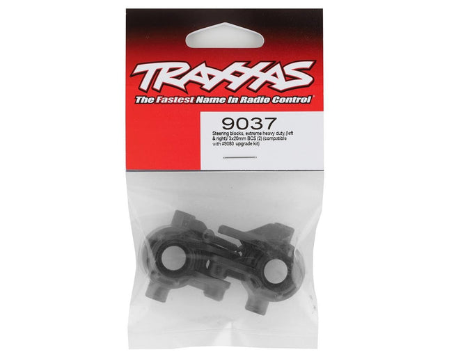 TRA9037, Traxxas Hoss/Rustler/Slash 4x4 Extreme Heavy Duty Steering Blocks (Black) (2)