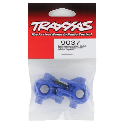 TRA9037X, Traxxas Hoss/Rustler/Slash 4x4 Extreme Heavy Duty Steering Blocks (Blue) (2)