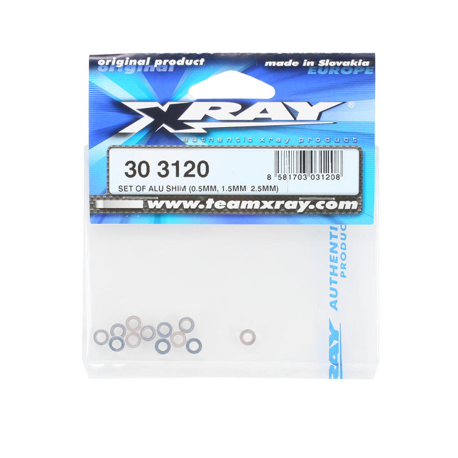 XRA303120, XRAY Aluminum Set Up Shims (0.5mm, 1.5mm, 2.5mm)