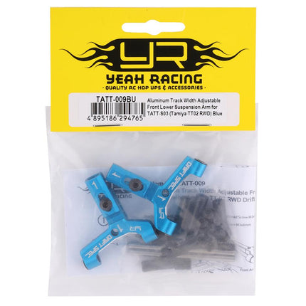 YEA-TATT-009BU, Yeah Racing Tamiya TT-02 RWD Aluminum Adjustable Lower Front Suspension Arms