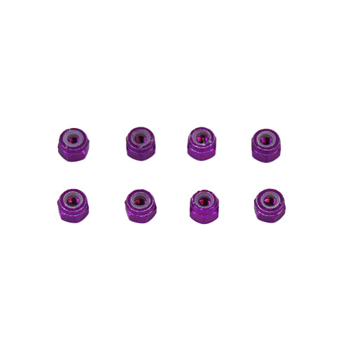 RED02191P, 3mm Aluminum Nylon Insert Locknut (Purple) (6pcs)
