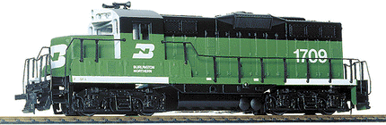 931-101, EMD GP9M - Standard DC -- Burlington Northern #1709 (green, white)