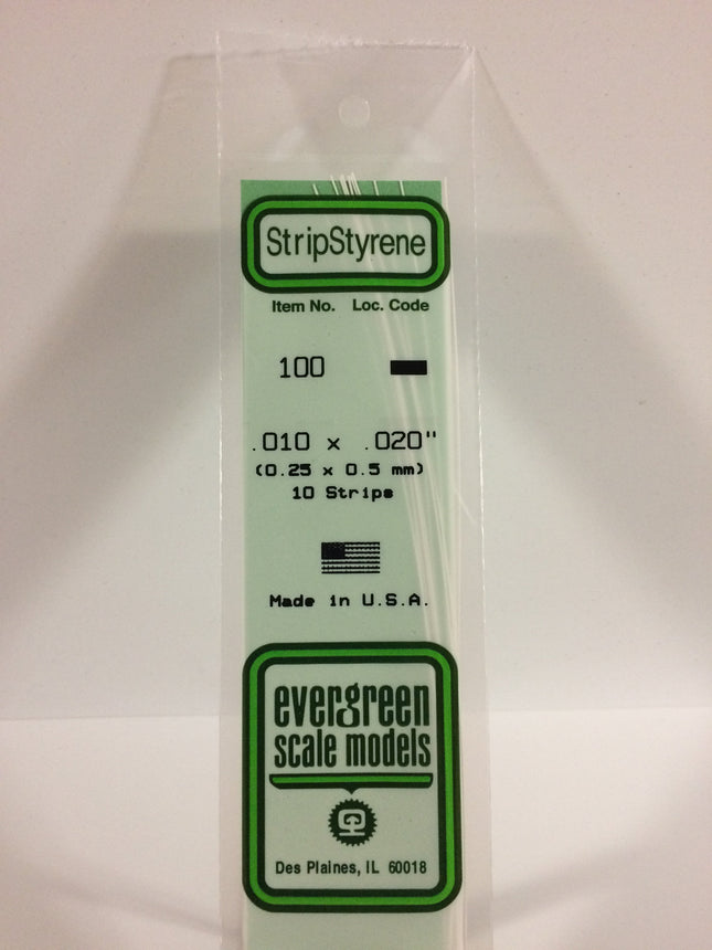 EVERGREEN, EVG-100, .010 x .020 Strips (10)