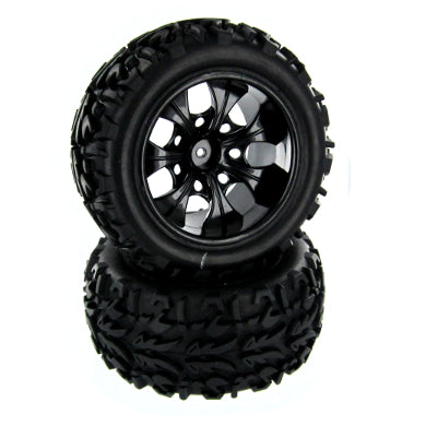 RED20126, Pre-Mounted 1/10th Truck Tires and Wheels (1pr)