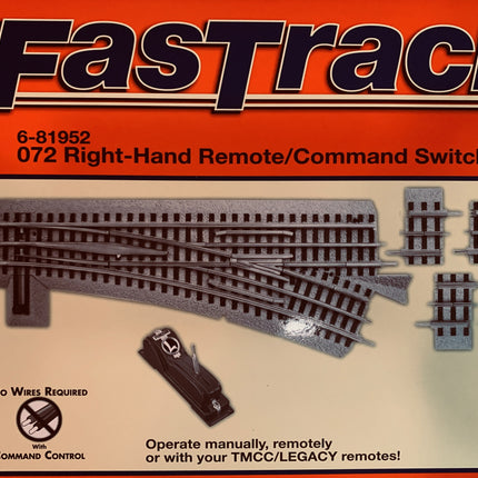 LNL681952, O-72 FasTrack Remote Right-Hand Switch - Caloosa Trains And Hobbies