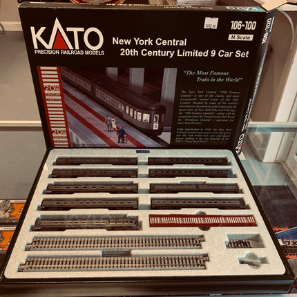 381-106100, Kato (N Scale) 20th Century Limited 9-Car Set - Ready to Run -- New York Central (Late 1940s 2-Tone Gray)