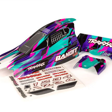 TRA2436T, Traxxas Bandit Body VXL, purple/ wing (painted, decals applied)