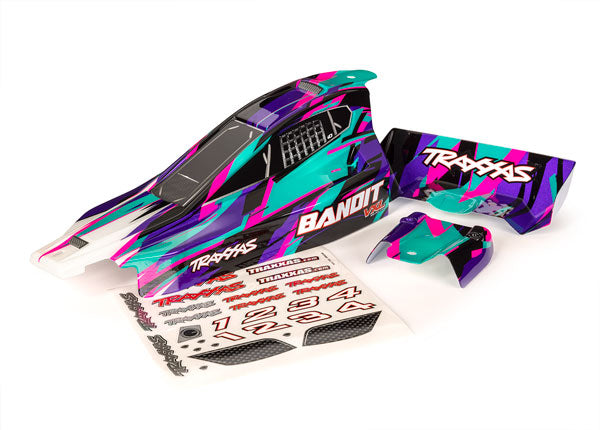 TRA2436T, Traxxas Bandit Body VXL, purple/ wing (painted, decals applied)