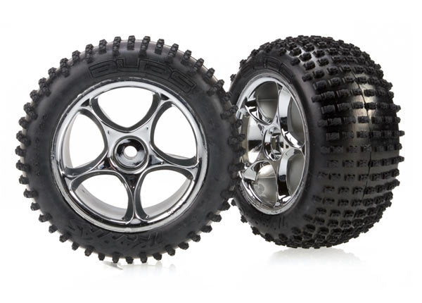 TRA2470R, Tires & wheels, assembled (Tracer 2.2' chrome wheels, Alias 2.2' tires) (2) (Bandit rear, soft compound with foam inserts)
