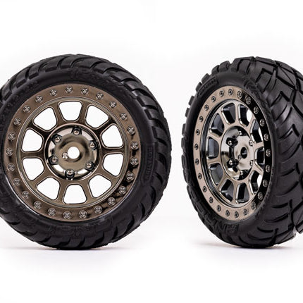 TRA2479T, Traxxas Tires+Wheels 2.2In Black Chrome Wheels