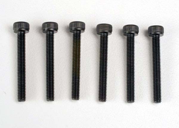 TRA2556, Header screws, 3x23mm cap hex screws (6)