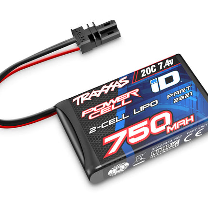 TRA2821, Traxxas 2S "Power Cell" 20C Lipo Battery w/iD Connector (7.4V/750mAh)