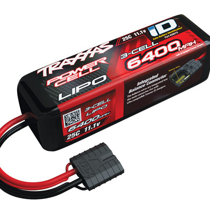 TRA2857X, Traxxas 3S "Power Cell" 25C LiPo Battery w/iD Traxxas Connector (11.1V/6400mAh)