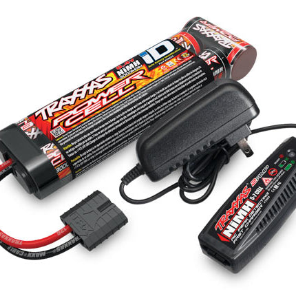 TRA2983, Traxxas 7-Cell NiMH Battery/Charger Completer Pack w/One Power Cell 3000mAh 8.4V Flat Battery