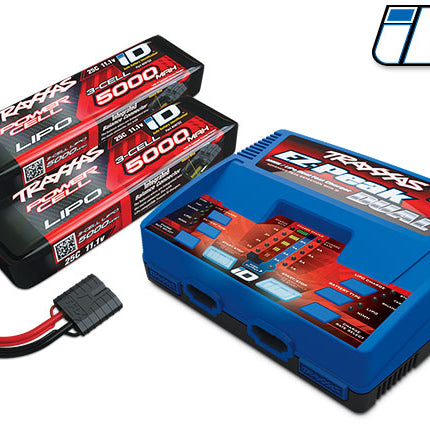 TRA2990, Traxxas EZ-Peak 3S "Completer Pack" Dual Battery Charger w/Two Power Cell Batteries (5000mAh)