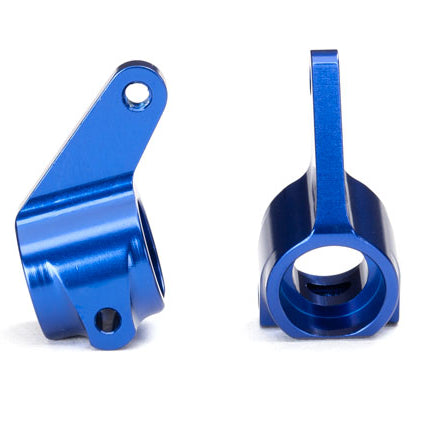 TRA3636A, Steering blocks, Rustler®/Stampede®/Bandit (2), 6061-T6 aluminum (blue-anodized)/ 5x11mm ball bearings (4)