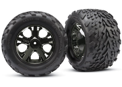 TRA3669A, Traxxas Talon Front Tires w/All-Star Wheels (2) (Black Chrome)