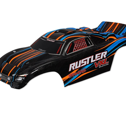 TRA3720T, Traxxas Rustler VXL Body, orange (painted, decals applied)