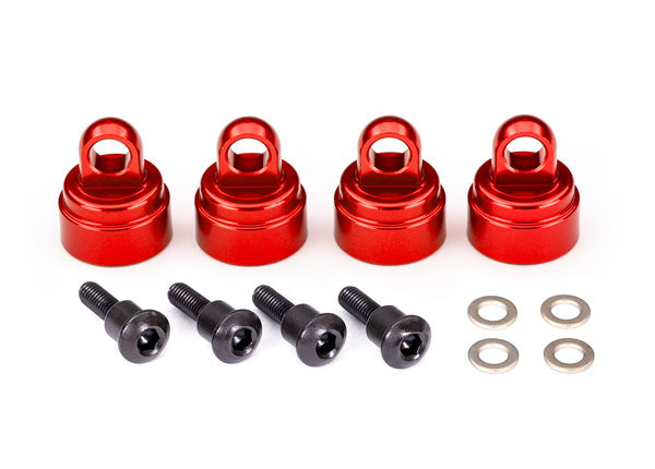 3767X - Shock caps, aluminum (red-anodized) (4) (fits all Ultra Shocks)