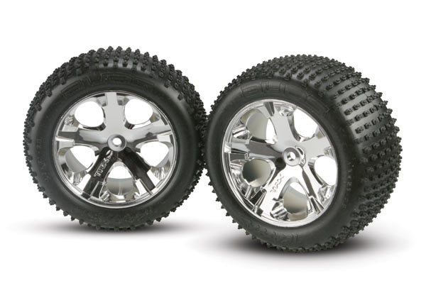 TRA3770, Traxxas Alias Rear Tires w/All-Star Wheels (2) (Chrome) (Standard)