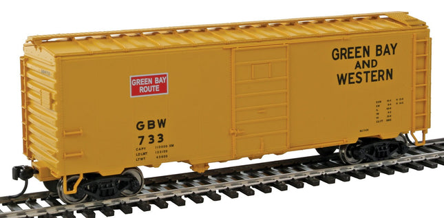 WalthersMainline 40' PS-1 Boxcar - Ready to Run -- Green Bay & Western #733 (yellow, red, black)