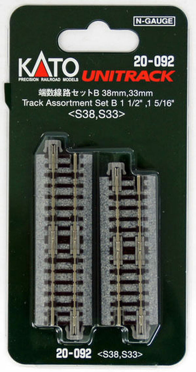 KAT20092, Kato 20-092 Short Straight Track 38mm S38 & 33mm S33 Assortment Set B (N scale)