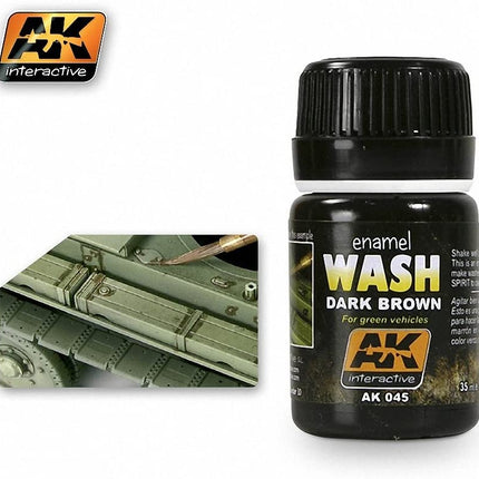 AK Interactive AK 045, Dark Brown Wash - 35 ML / 1.18 Fl.Oz Jar