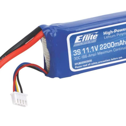 E-flite, 11.1V 2200mAh 3S 30C LiPo Battery: EC3, EFLB22003S30 - Caloosa Trains And Hobbies