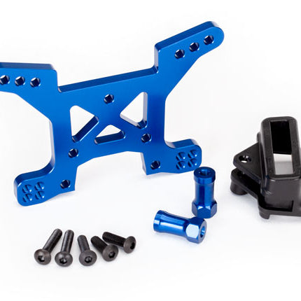 TRA6739X, SHOCK TOWER FRONT ALUM BLUE