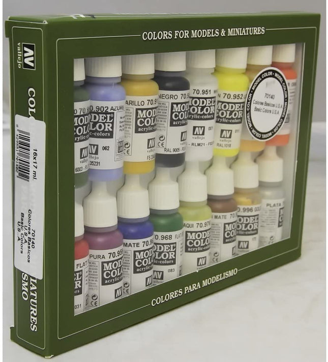 Vallejo Basic USA Colors Paint Set, 17ml - Caloosa Trains And Hobbies