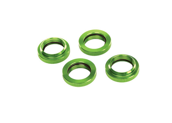 7767G - Spring retainer (adjuster), green-anodized aluminum, GTX shocks (4) (assembled with o-ring)