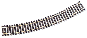 Code 100 Curved Snap-Track(R) Nickel-Silver Rail, 18" Radius (Black Ties) pkg(6)