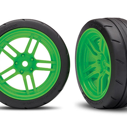 TRA8373G, Traxxas 4-Tec 2.0 1.9" Response Front Pre-Mounted Tires w/Split-Spoke Wheels (Green) (2)
