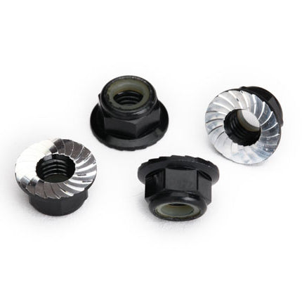 TRA8447A, Traxxas 5mm Aluminum Flanged Nylon Locking Nuts (Black) (4)