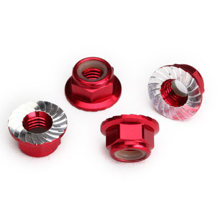 TRA8447R, NUTS FLANGED LOCKING RED 5MM