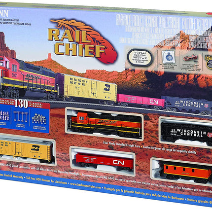 BAC00706, Bachmann Trains - Rail Chief - Ready To Run 130 Piece Electric Train Set - HO Scale - Caloosa Trains And Hobbies