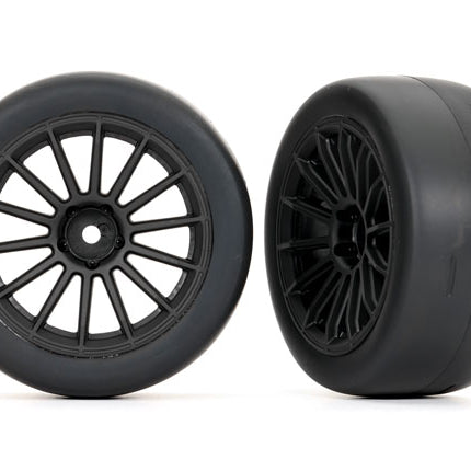 TRA9374, Traxxas Sticky 2.0" Response Pre-Mounted Tires w/Multi-Spoke Wheels (Black) (2) (Front)